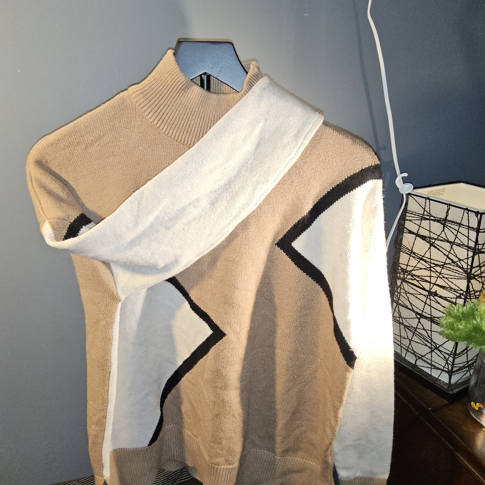 Industry Geometrical design Cowl Neck pull over sweater size medium